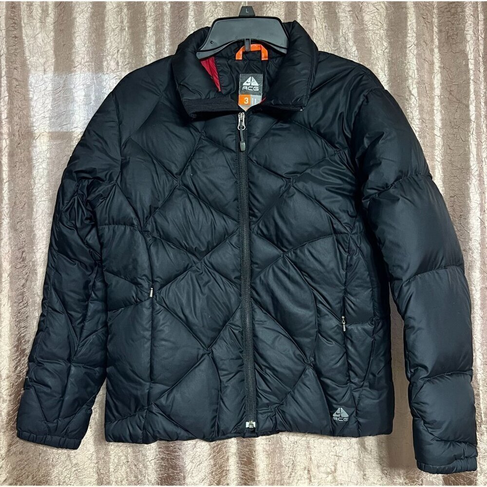 Nike Goose Down ACG 3 Women's Medium Black Quilted Jacket Coat Zip Puffer Filled